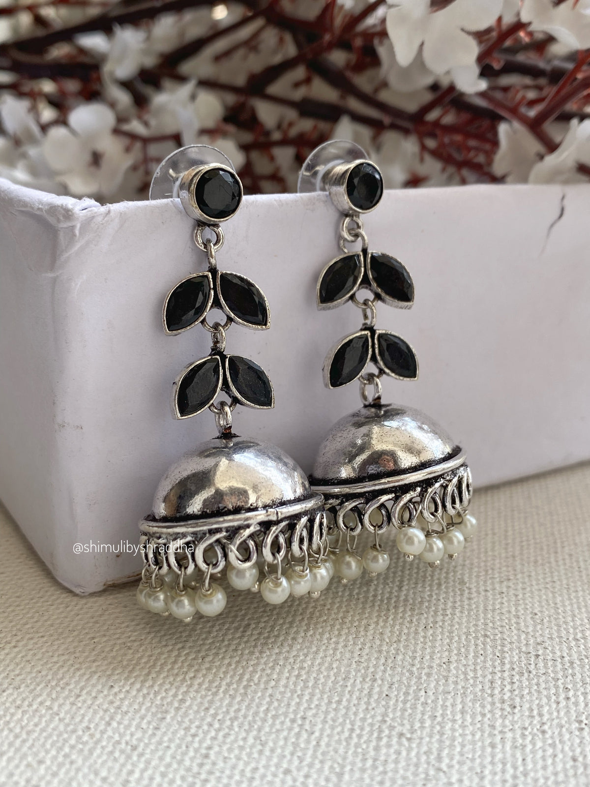 GERMAN SILVER STONE JHUMKA